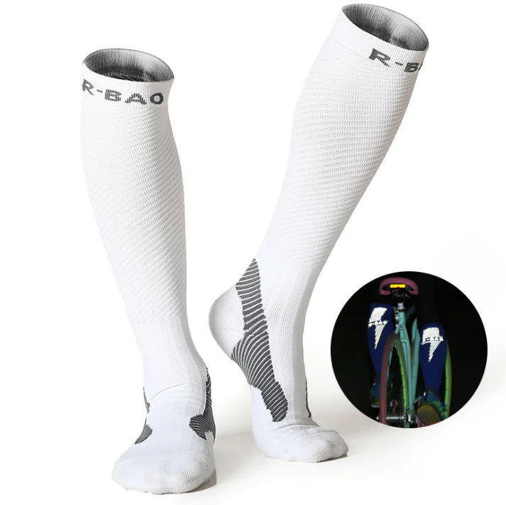 Professional Long Compression Socks for Running and Cycling - 72% Nylon Athletic Support