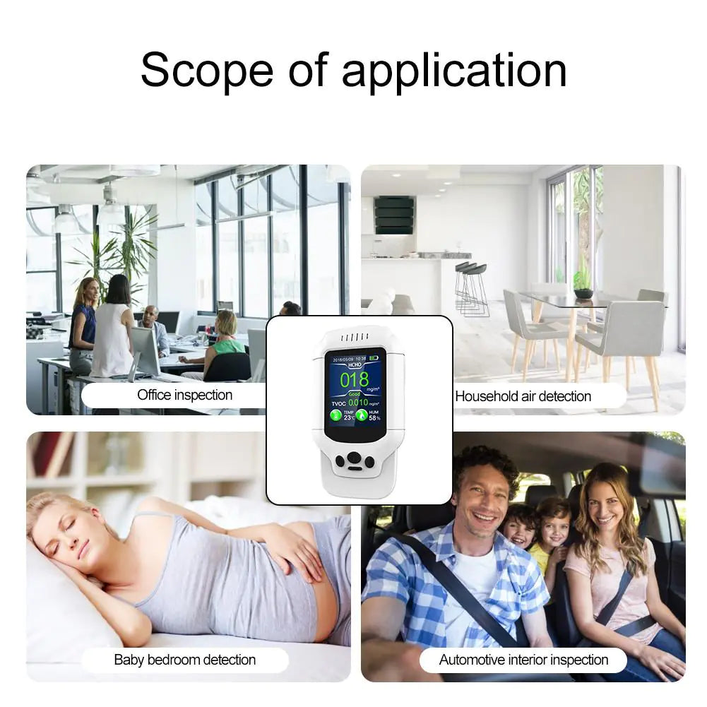 Professional Air Quality Monitor for PM2.5 and HCHO - Digital Formaldehyde Detector with LCD Display