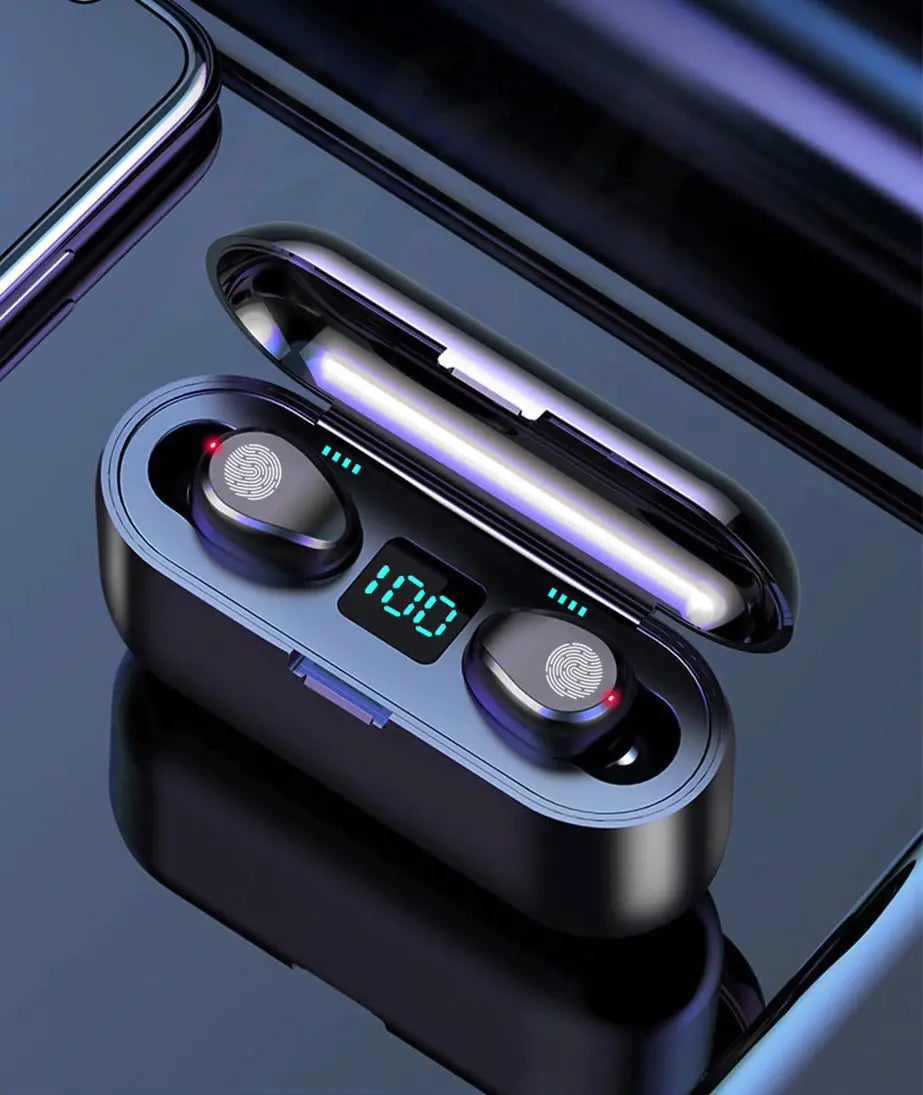 F9 Bluetooth Headphones with Touch Control and Battery Display