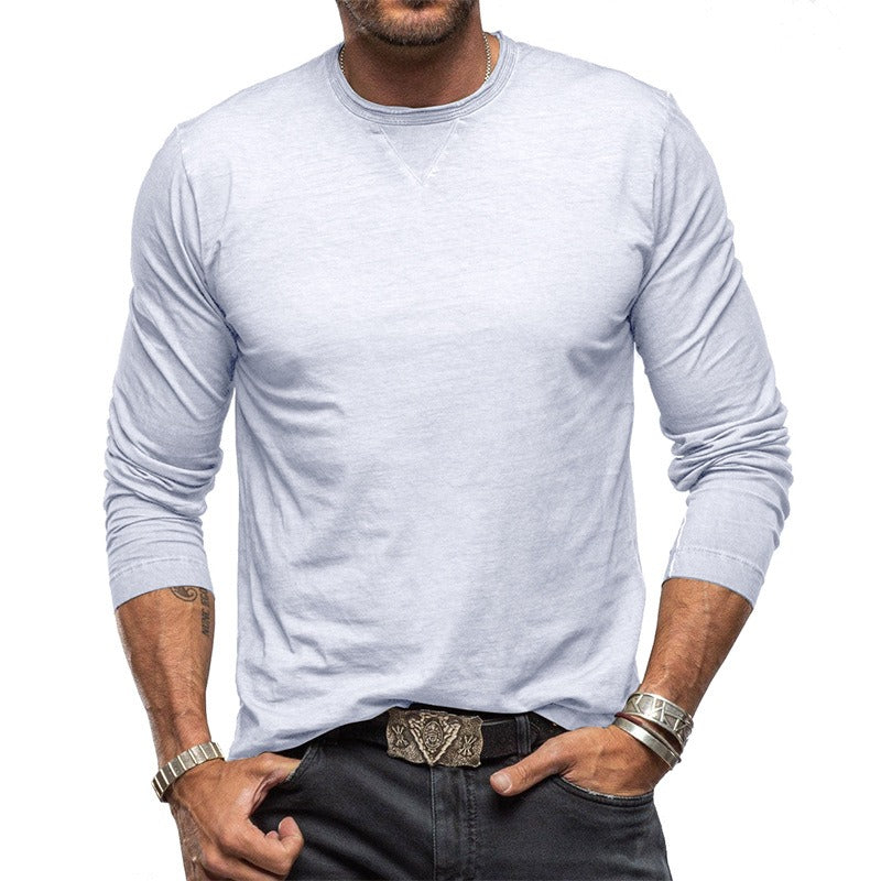 Men's Long Sleeve Cotton T-Shirt - Soft Combed Crew Neck | Casual Everyday Wear