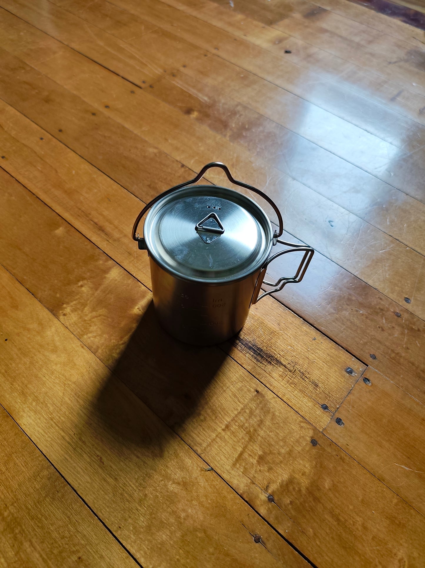 750ml Stainless Steel Camp Cook Pot with Lid & Hanging Hook - Fire & Gas Compatible