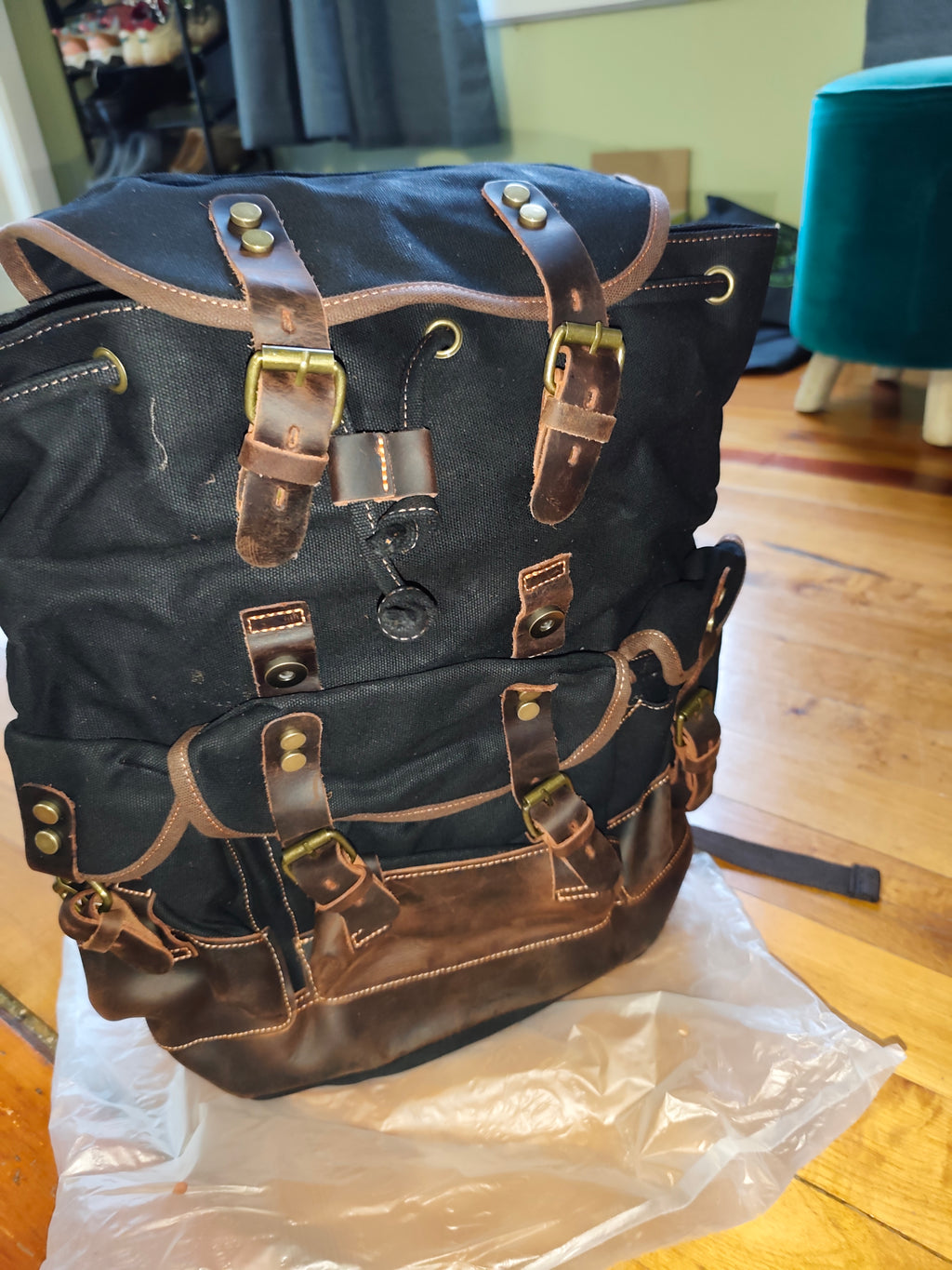 Waxed Canvas Leather Backpack — Retro Heritage Rucksack | Travel & Adventure Pack