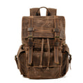 Beeswax Canvas & Leather Mountaineering Bag – Waxed Canvas Travel Rucksack | Unisex | Dark Gray, Coffee, Gray Green