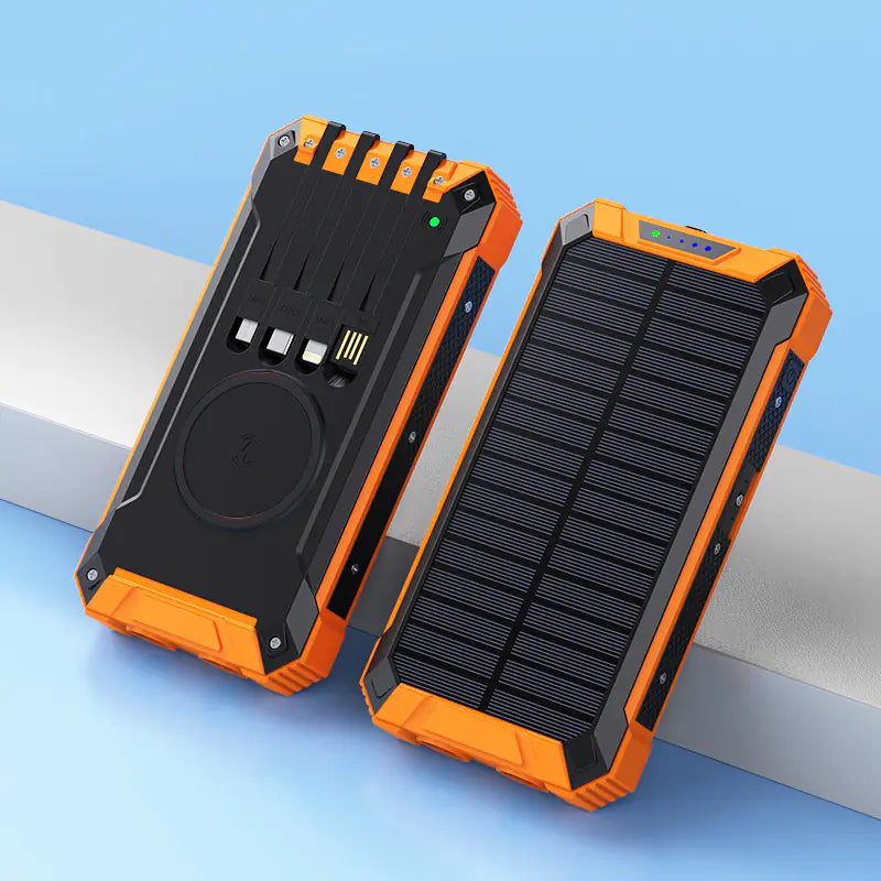 30000mAh Solar Power Bank with LED Flashlight - Wireless, 15W Fast Charging | Outdoor Power