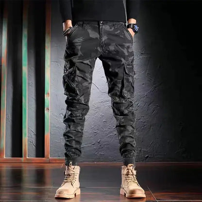 Men's Oversized Camouflage Cargo Pants - Multi-Pocket Outdoor Trousers