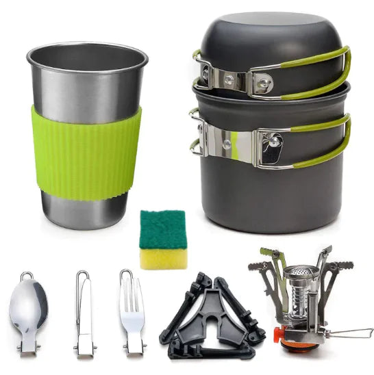 Portable Camping Stove Set - Compact Outdoor Cooking System with Windscreen | Backpacking Gas Stove