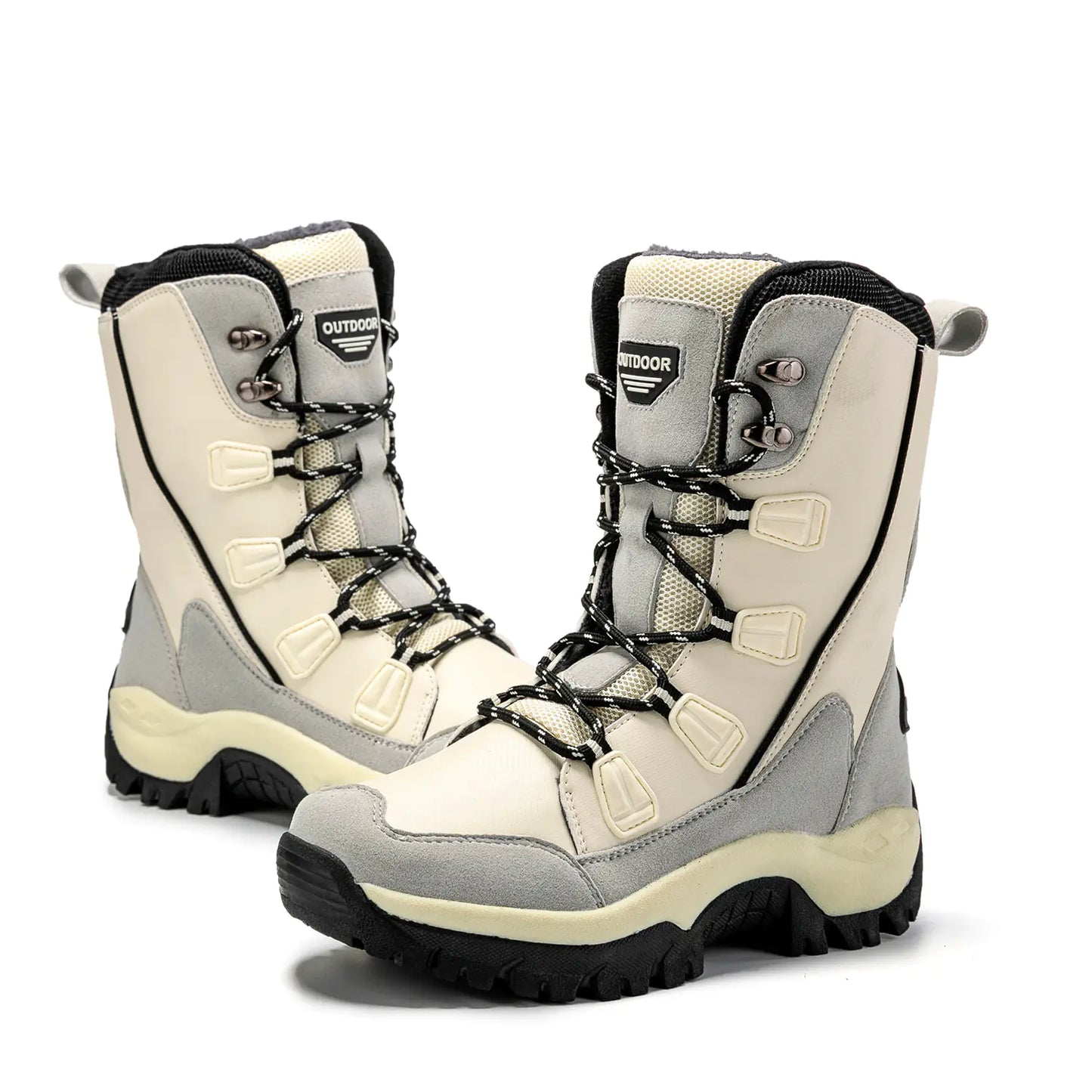 Women's Fleece-Lined Snow Boots - Warm Leather Winter Boots for Outdoor Activities