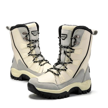 Women's Fleece-Lined Snow Boots - Warm Leather Winter Boots for Outdoor Activities