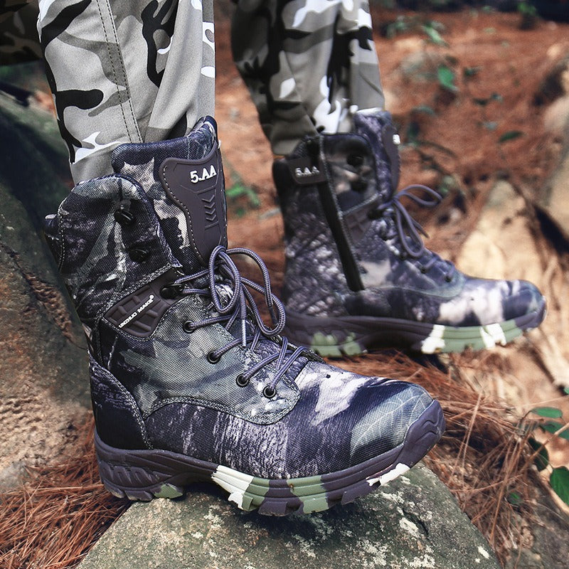 High-Top Camouflage Waterproof Combat Boots – Men's Tactical Outdoor Boots