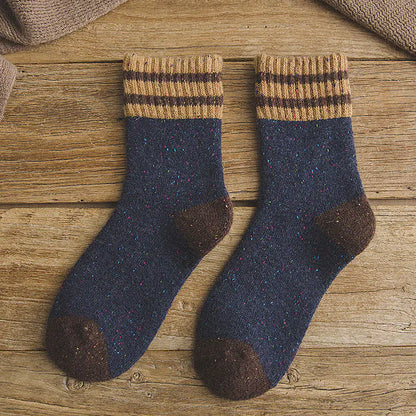 Thickened Warm Terry Wool Socks for Women - Brushed Striped Cozy Winter Socks