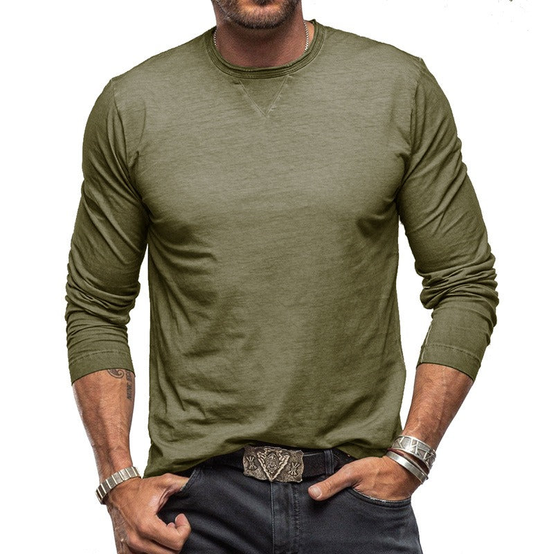 Men's Long Sleeve Cotton T-Shirt - Soft Combed Crew Neck | Casual Everyday Wear