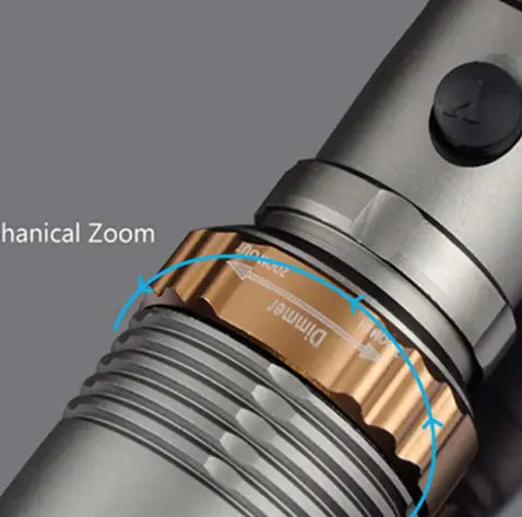 T6 LED Tactical Flashlight - Adjustable Focus Rechargeable Torch with 5 Modes