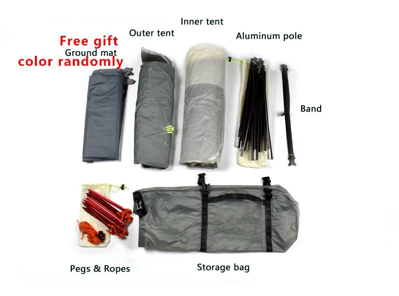 Four Season Double Layer Camping Tent - 2-3 Person Aluminum Pole Waterproof Tent