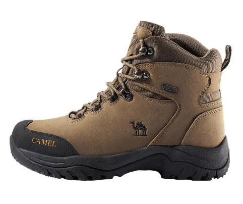 Waterproof High-Top Hiking Boots - Camel Brand