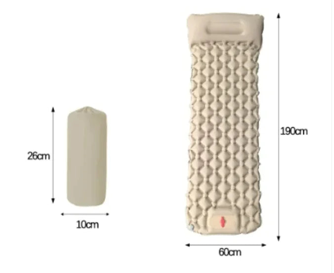 Outdoor Camping Press Inflatable Sleeping Pad - Lightweight Mat with Built-In Pillow