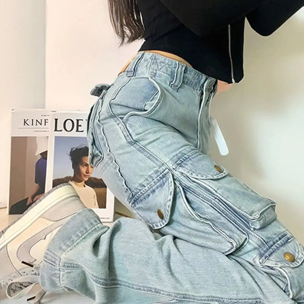 Women's High Street Multi-Pocket Cargo Jeans