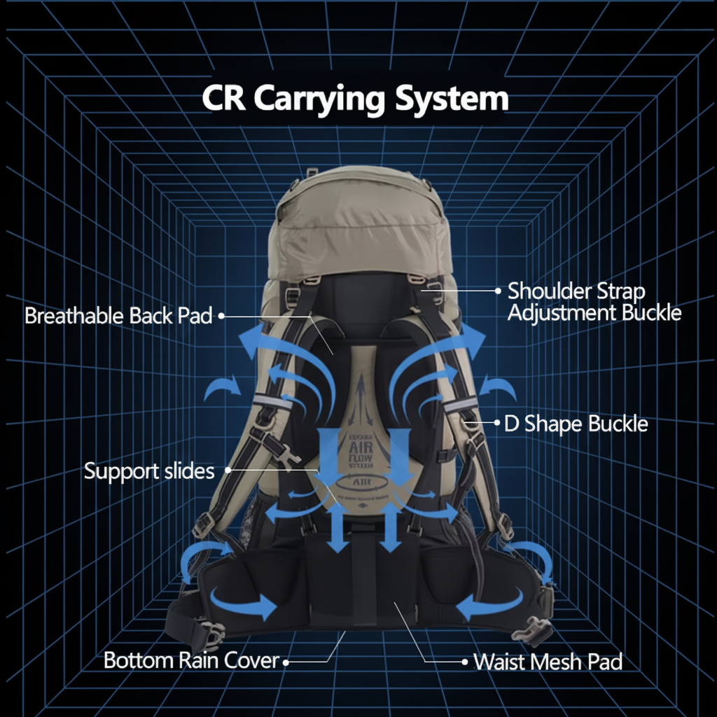 70L Backpack CR Carrying System Diagram