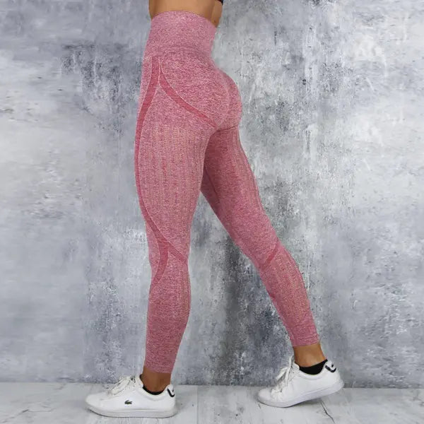High Waist Knitted Yoga Pants for Women - Seamless Stretch Activewear | Athletic Leggings
