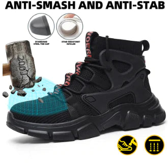 Men's High-Top Safety Shoes - Steel Toe Work Boots with Ankle Support