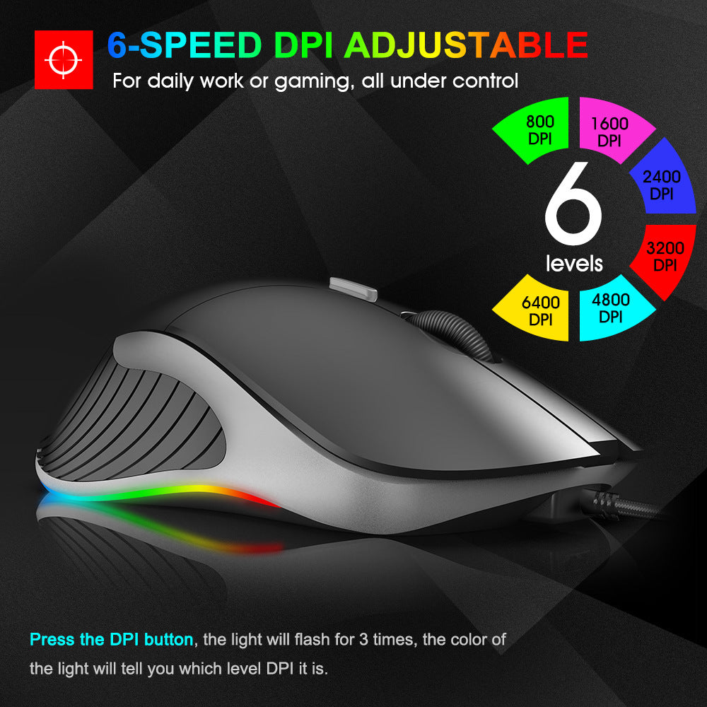 IMICE X6 Wired RGB Gaming Mouse — 6-Button Precision Control | PC Gaming