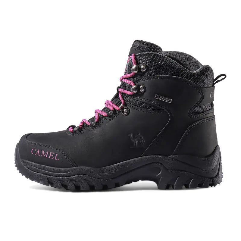 Waterproof High-Top Hiking Boots - Camel Brand
