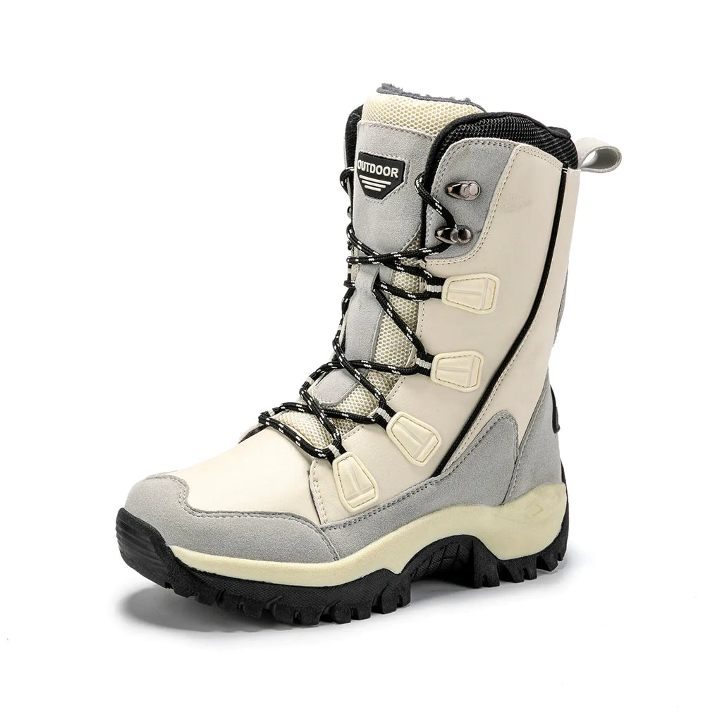 Women's Fleece-Lined Snow Boots - Warm Leather Winter Boots for Outdoor Activities