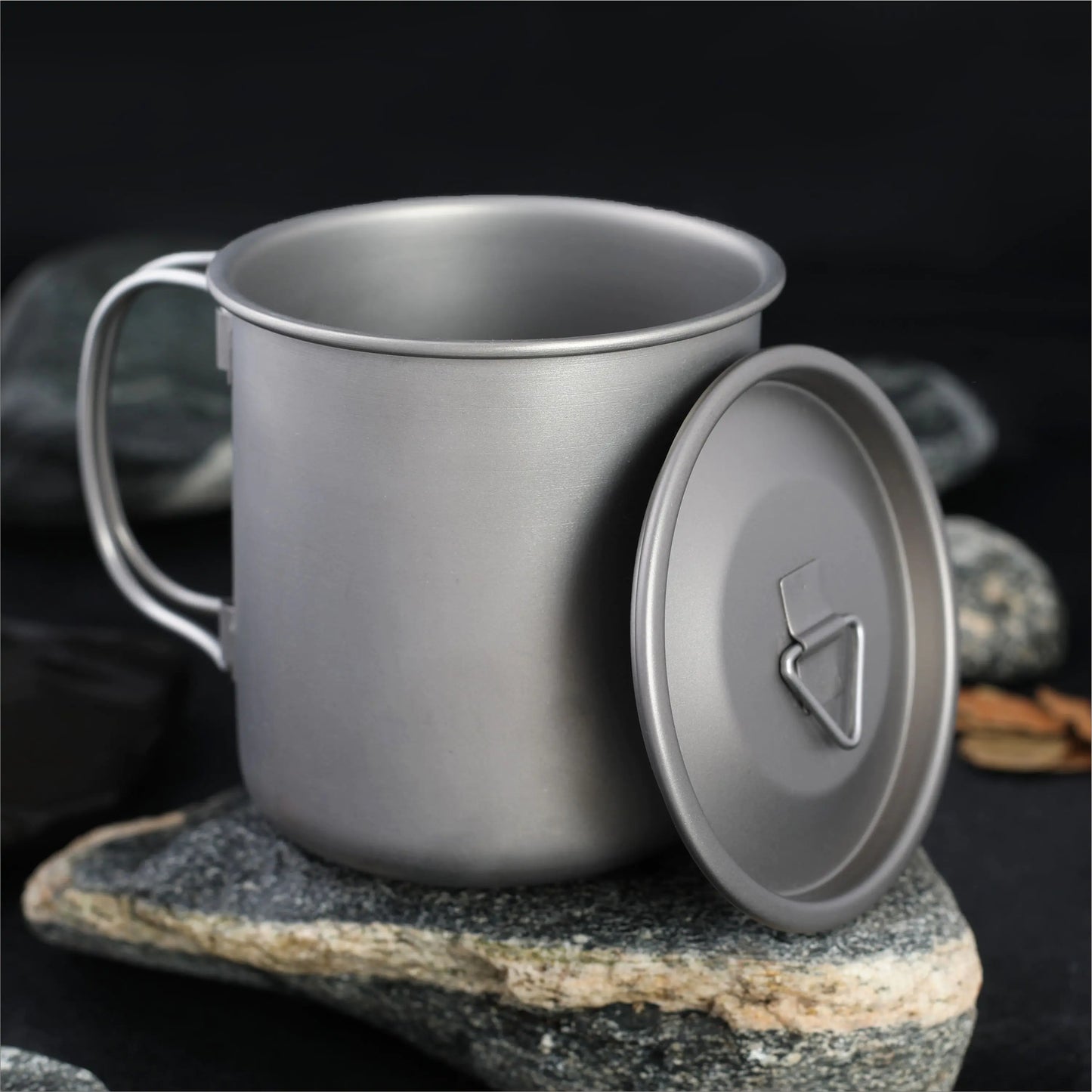 Titanium Folding Cup for Camping - Collapsible Travel Mug with Lid | Ultralight Outdoor Drinkware