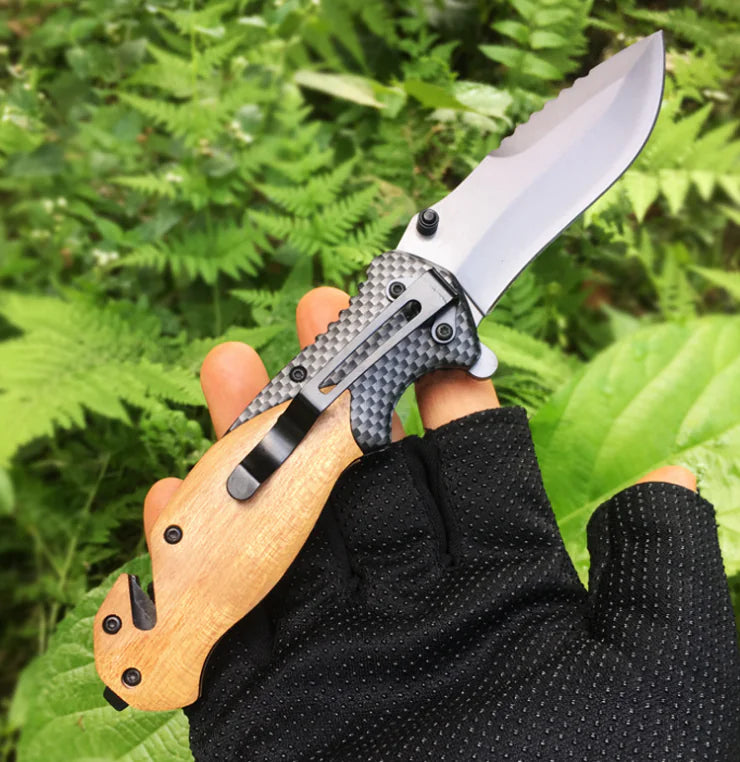 Folding Pocket Knife - Multi-Purpose Outdoor Hunting Knife with Safety Lock
