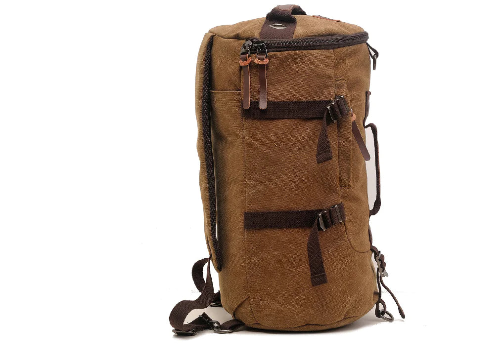 50L Canvas Hiking Backpack - Retro Style Travel Rucksack with Leather Accents | Men's Outdoor Pack