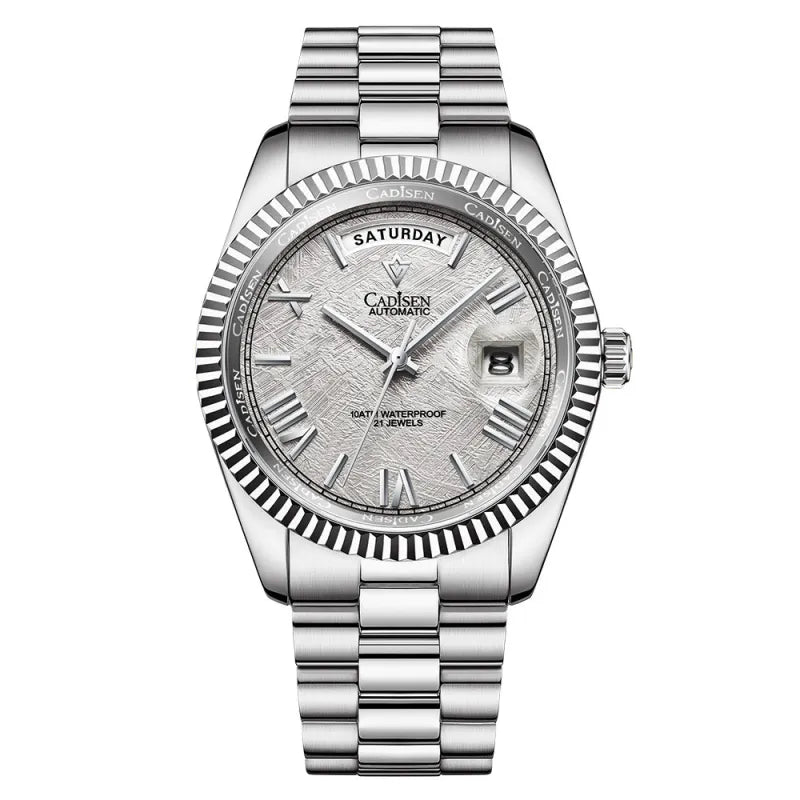 Men's Mechanical Glass Watch - Waterproof Stainless Steel with Date Display | Classic Timepiece