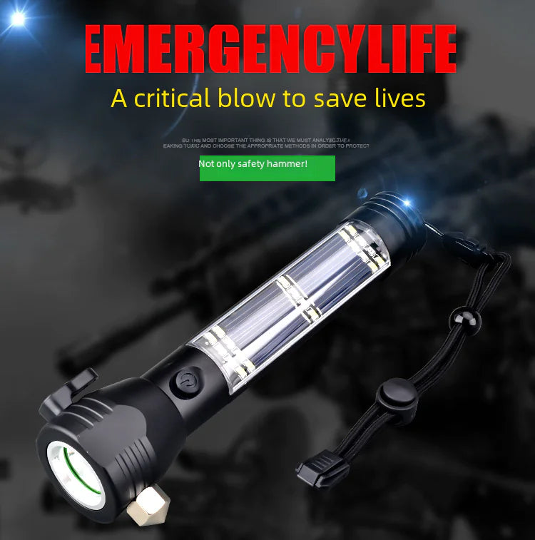 Solar USB Rechargeable LED Flashlight - High-Intensity Outdoor Light with Dual Charging