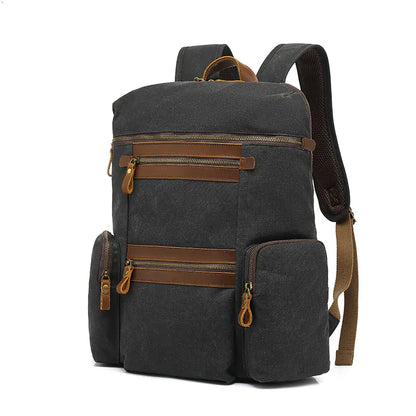 Waxed Canvas Waterproof Travel Laptop Bag - 20-35L Computer Backpack with Soft Cotton Lining