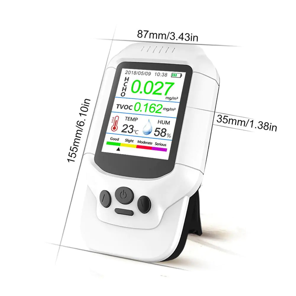 Professional Air Quality Monitor for PM2.5 and HCHO - Digital Formaldehyde Detector with LCD Display