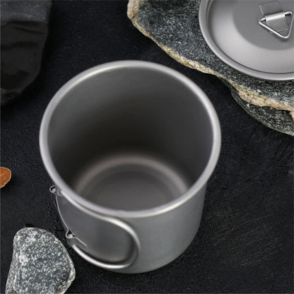 Titanium Folding Cup for Camping - Collapsible Travel Mug with Lid | Ultralight Outdoor Drinkware