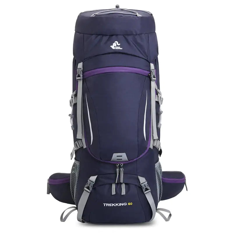 60L Water-Repellent Hiking Backpack with Rain Cover - Large Capacity Outdoor Pack for Adventures
