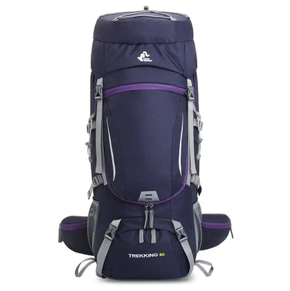 60L Water-Repellent Hiking Backpack with Rain Cover - Large Capacity Outdoor Pack for Adventures