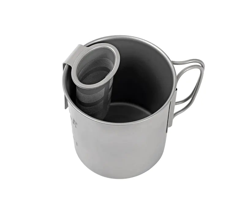 Titanium Folding Cup for Camping - Collapsible Travel Mug with Lid | Ultralight Outdoor Drinkware