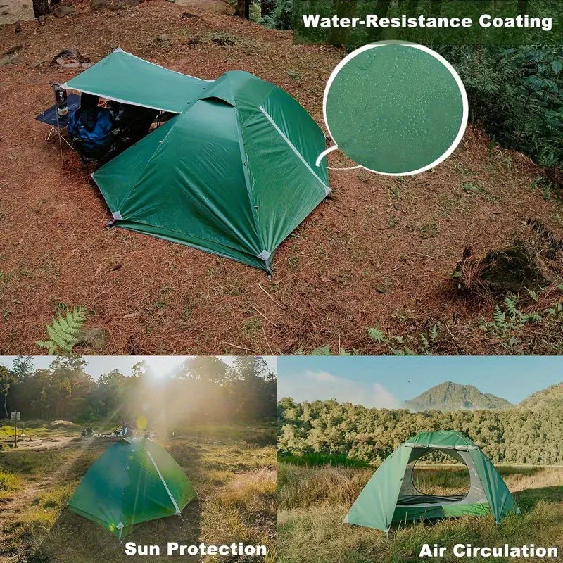 Ultralight 2-Person Waterproof Camping Tent - Double Layer Backpacking Tent with Vestibules
