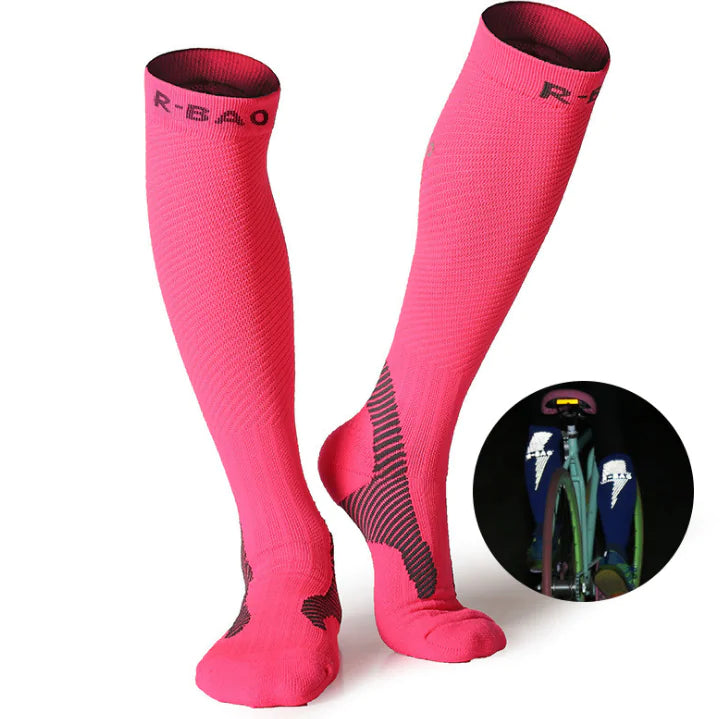 Professional Long Compression Socks for Running and Cycling - 72% Nylon Athletic Support