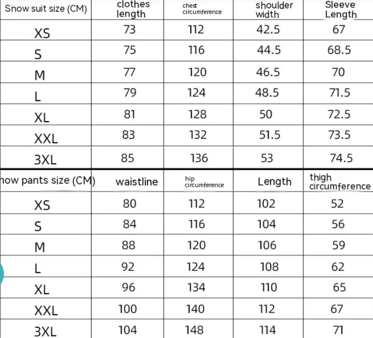 Ski Suit Men's and Women's - Waterproof Windproof Winter Snow Suit | Unisex 2-Piece Set