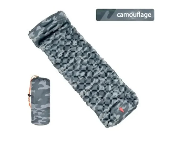 Outdoor Camping Press Inflatable Sleeping Pad - Lightweight Mat with Built-In Pillow