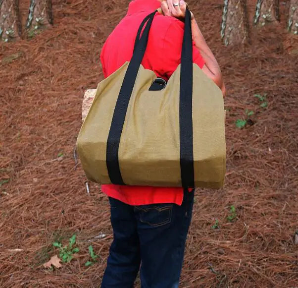 Outdoor Firewood Tote Bag - Durable 600D Oxford Canvas Storage Carrier for Camping & Home