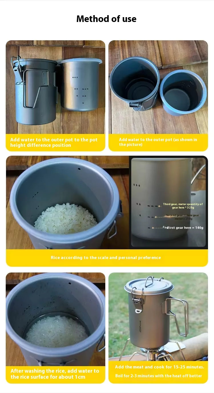 Snow Rock Titanium Couples Mountaineering Cook System - Ultralight Pure Titanium | Camping Cookware