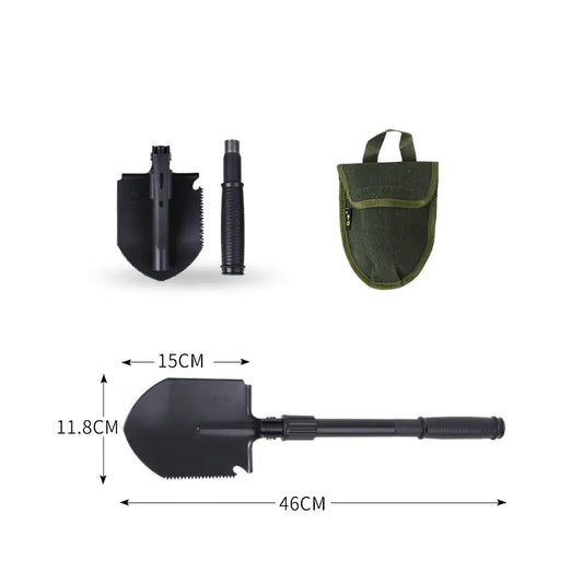 Multifunctional Folding Shovel - Tactical Survival Tool with Knife, Saw & Fire Starter | Camping Gear