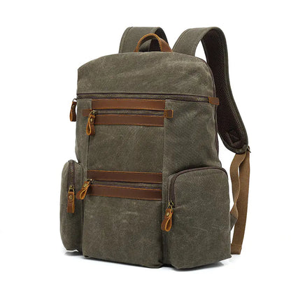 Waxed Canvas Waterproof Travel Laptop Bag - 20-35L Computer Backpack with Soft Cotton Lining