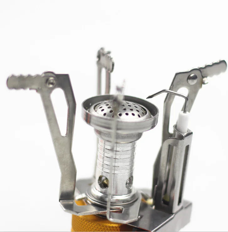Portable Mini Camping Stove - Lightweight Aluminum Butane Burner for Outdoor Cooking | 1-3 Person Capacity