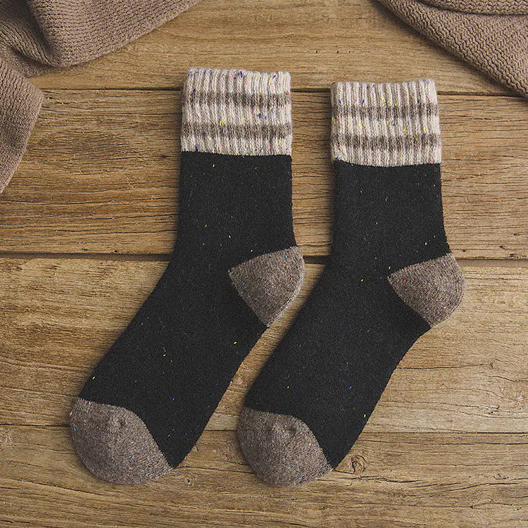 Thickened Warm Terry Wool Socks for Women - Brushed Striped Cozy Winter Socks