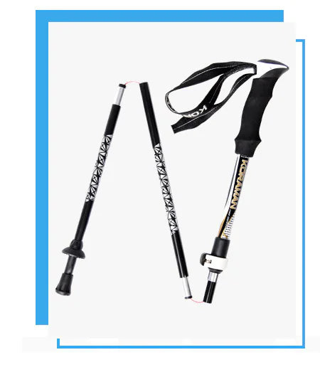 KORAMAN Lightweight Carbon Fiber Folding Trekking Poles - Adjustable 35-125cm Hiking Poles | Outdoor Adventure