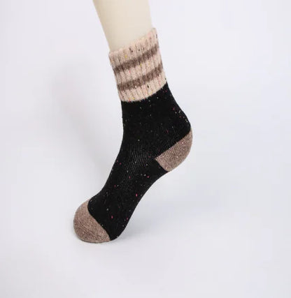 Thickened Warm Terry Wool Socks for Women - Brushed Striped Cozy Winter Socks