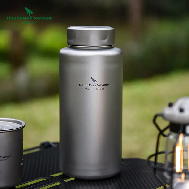 Titanium Outdoor Water Bottle - 1000ml/1L Lightweight Camping Flask | Leak-Proof Hiking Bottle